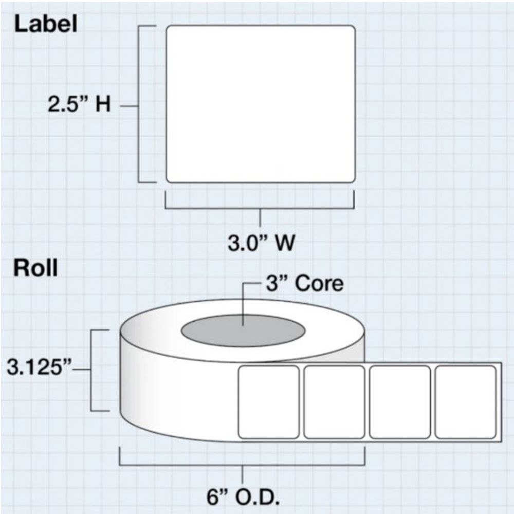 3 in x 2.5 in (76 x 64mm) Die Cut High Gloss Paper for IColor 200 / 250 (950 labels per roll) #2